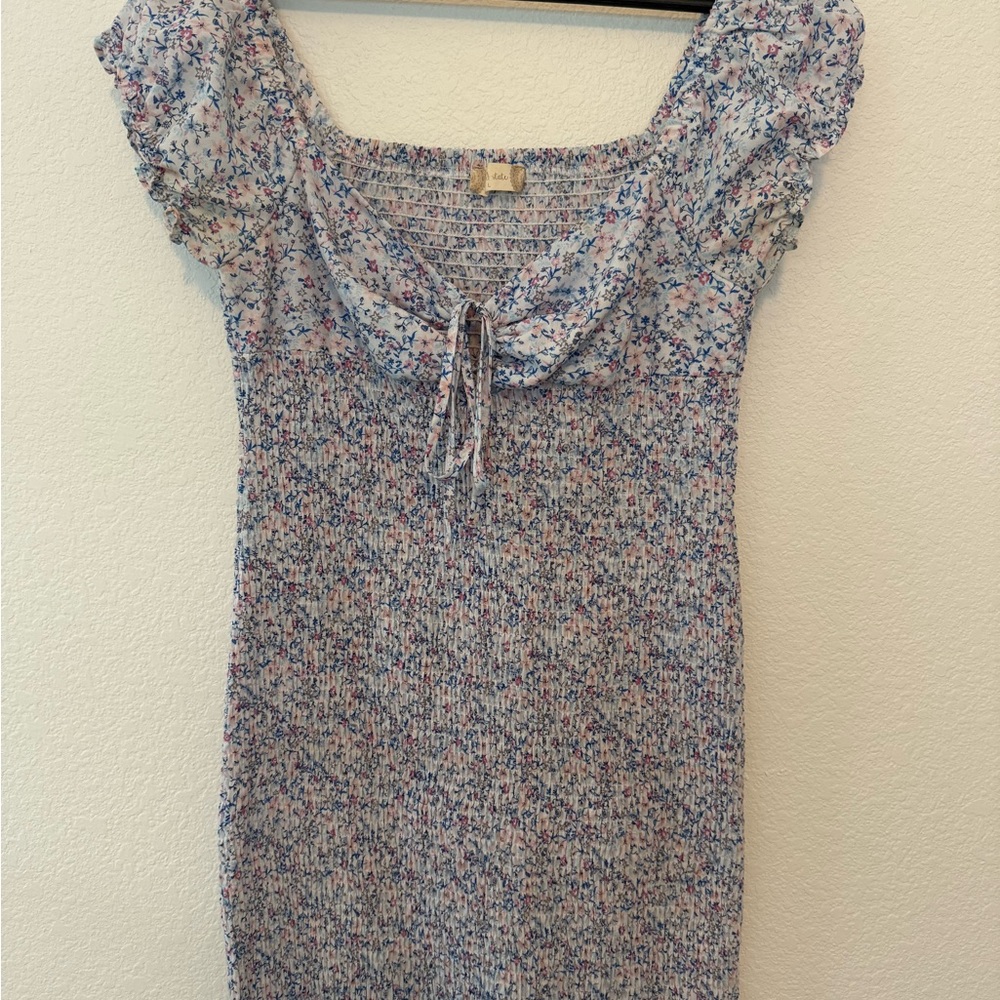 Floral Print Dress with Ruffled Sleeves